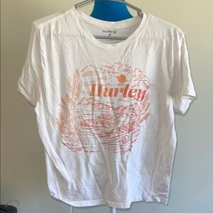 Hurley White and Orange Graphic Tee